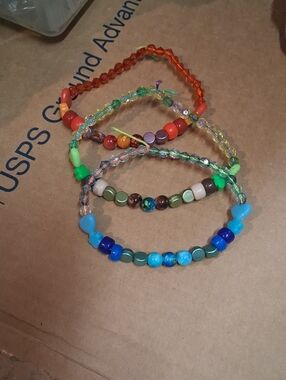 MY SON'S HANDCRAFTED ELEMENTAL BEADED BRACELETS FIRE